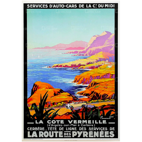 Affiche de la cote vermeille, la route des Pyrénées