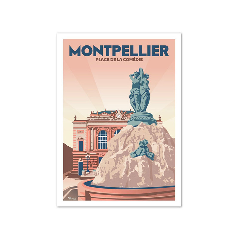 Poster Montpellier place de la comédie - Marcel