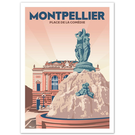 Poster Montpellier place de la comédie - Marcel